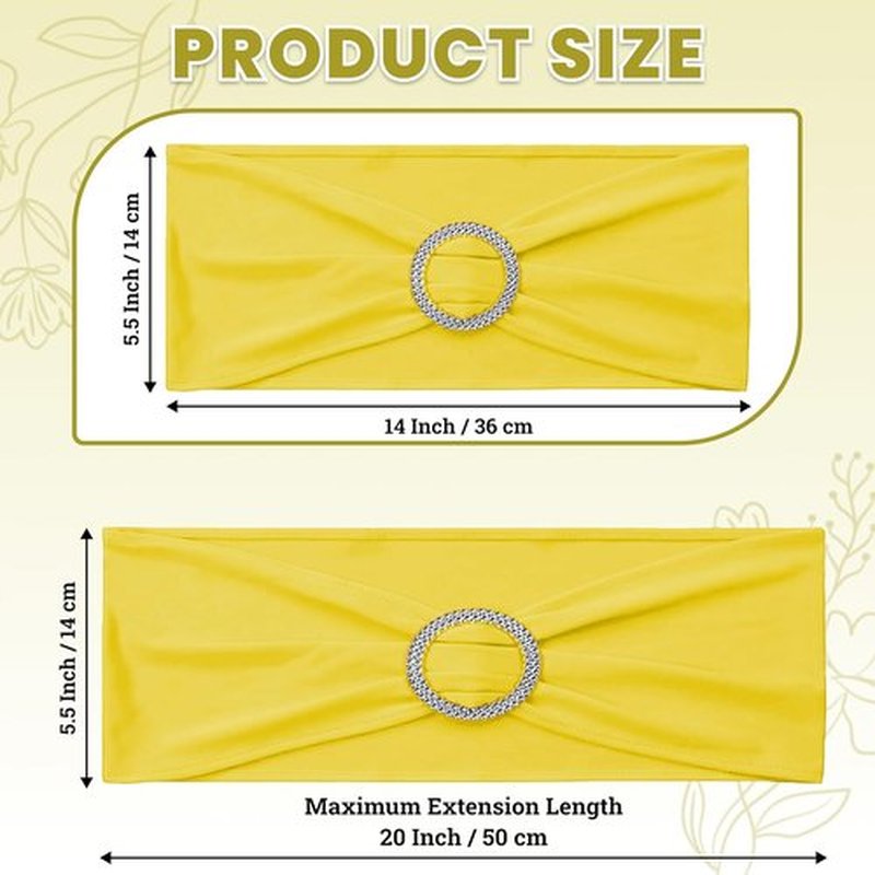 MDS Spandex Chair Sashes - Universal Fit Stretch Bands with Slider Bow for Wedding Decor | Yellow - Pack of 150