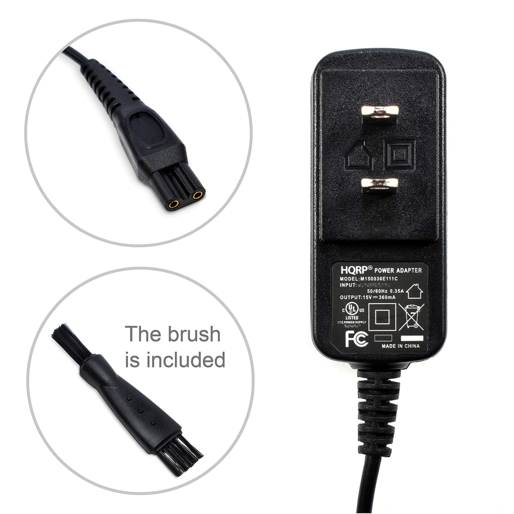 HQRP 15V AC Adapter Compatible with Philips Norelco HQ8505 2000 3000 3100 3500 7000 5000 8000X 8500X 9000 Series Shaver Charger