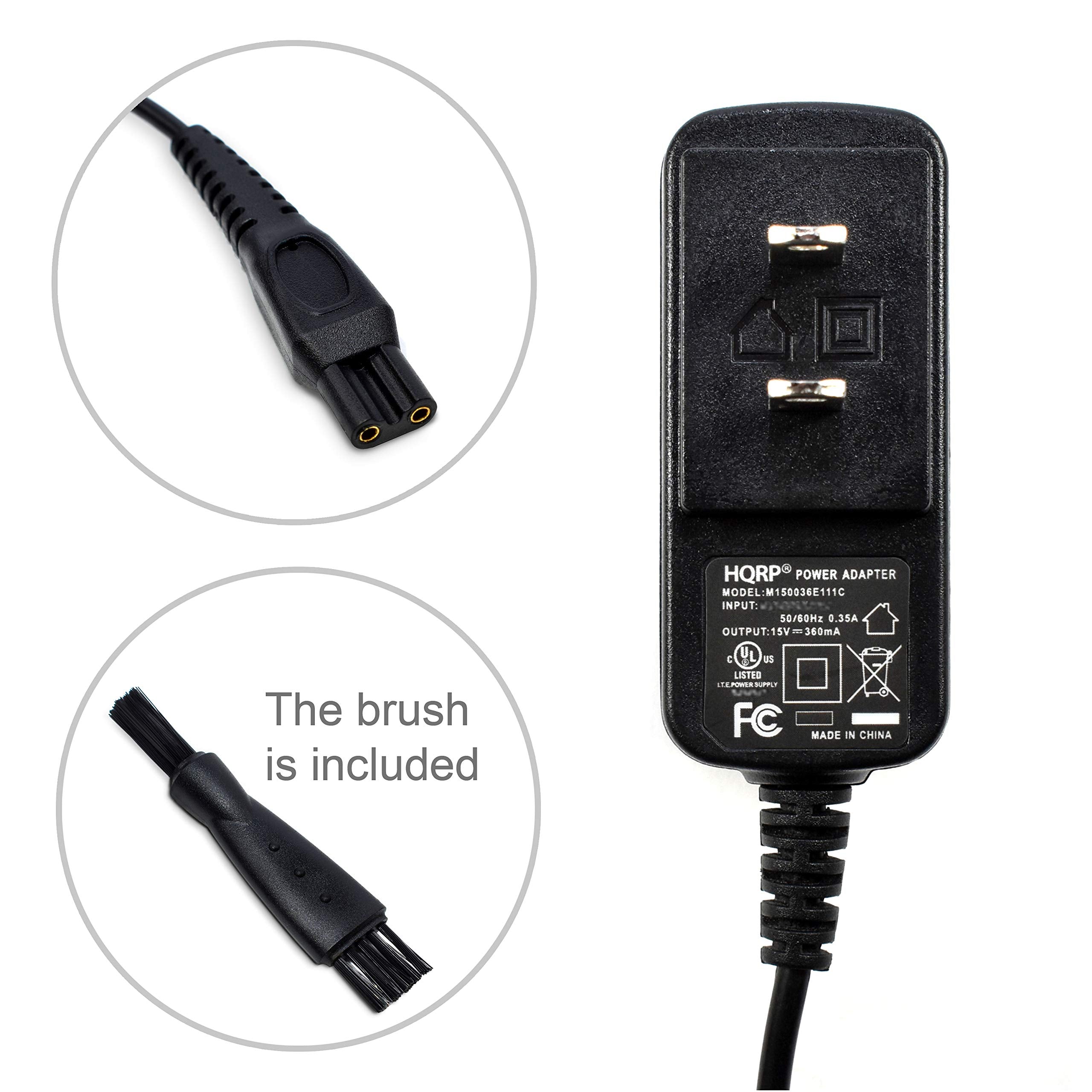HQRP 15V AC Adapter Compatible with Philips Norelco HQ8505 2000 3000 3100 3500 7000 5000 8000X 8500X 9000 Series Shaver Charger