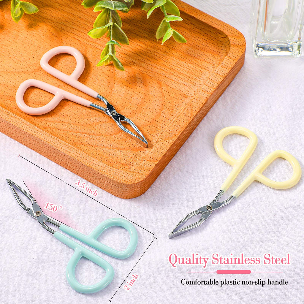 Maitys 6 Pcs Stainless Steel Eyebrow Scissors Tweezers Handle Shaped Tweezers Clip, Flat Straight Tip Brow Hair Plucker Remover Facial Hair Eyebrows Care Men Women, 3 Colors