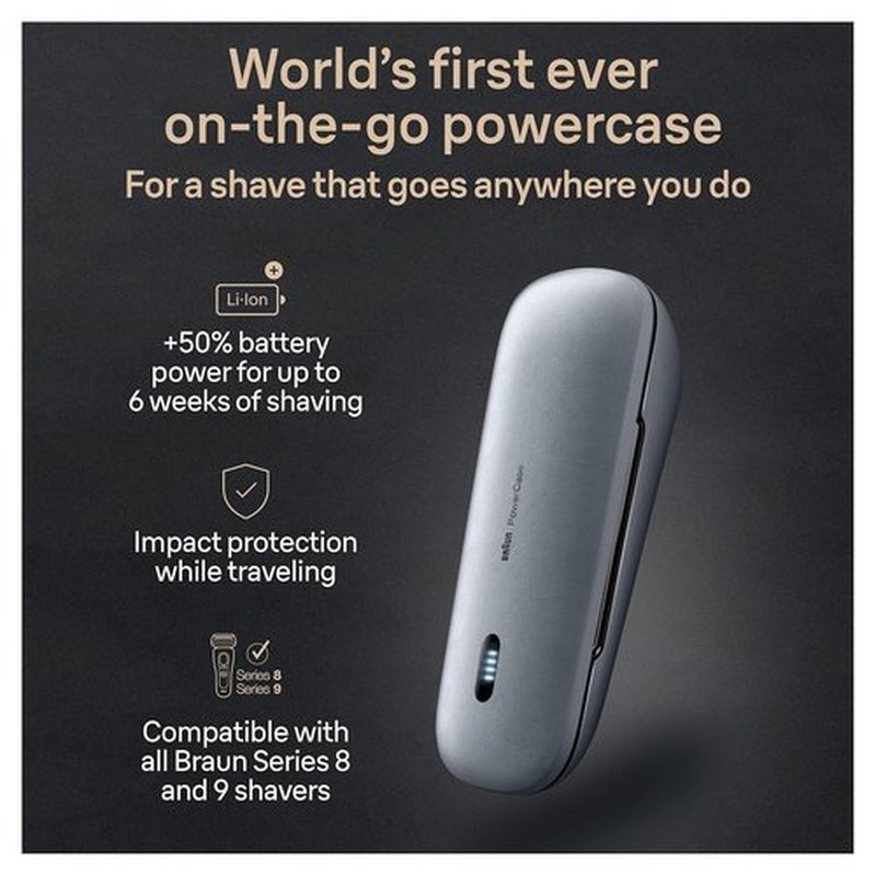 Braun Powercase for Electric Razors - Portable Charging Case for Series 9 Pro, 9 & 8 Shavers