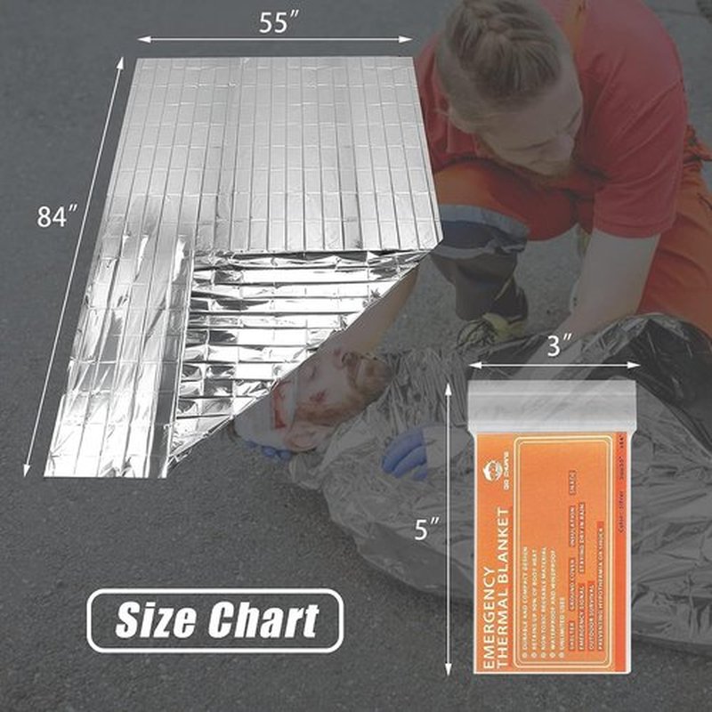 QIO CHUANG Emergency Mylar Thermal Blankets - 4-Pack Survival & Camping Blankets for Outdoors, Hiking, & First Aid