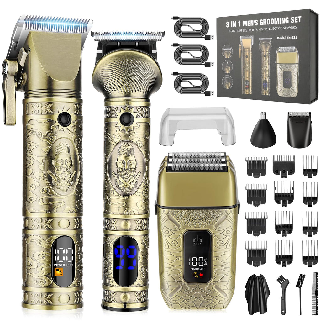 RESUXI Hair Clippers for Men with Barber Trimmer Set,Professional Haircut Clippers for Hair Cutting Grooming Kit,Cordless Beard Trimmer Hair Cutter Barber Supplies USB Rechargeable