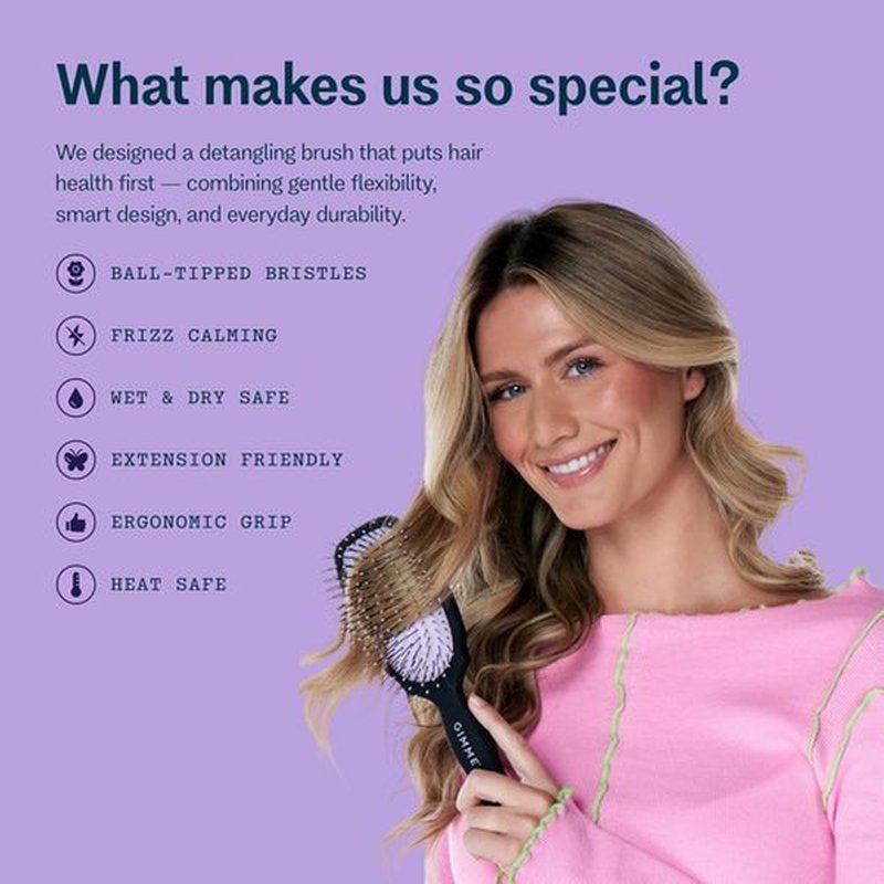 Gimme Beauty Detangling Brush - Curved Paddle for Breakage-Free, Anti-Static Styling - Heat-Resistant, Thick Hair