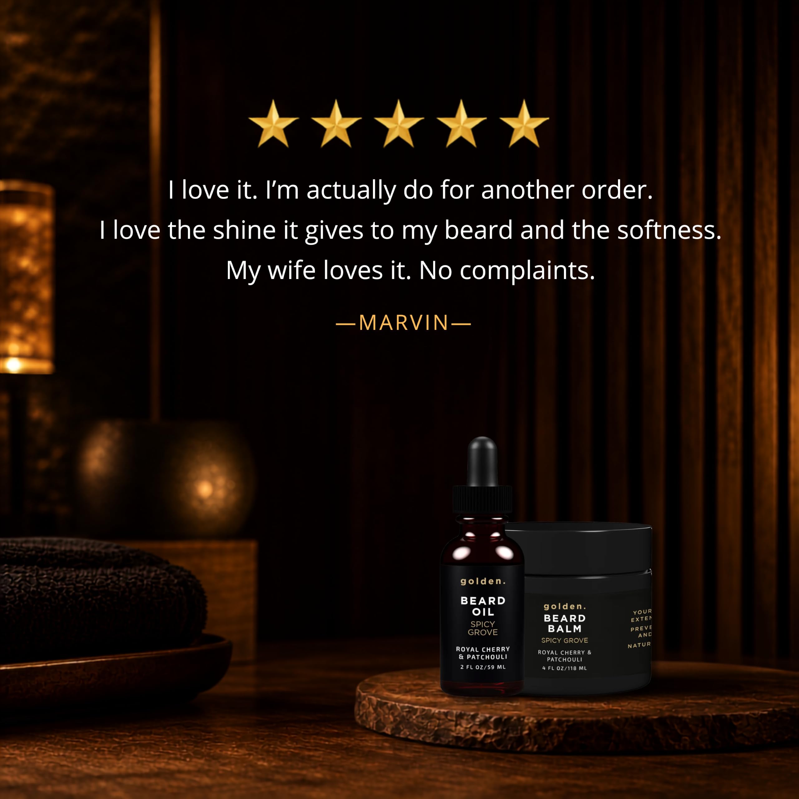 Golden Grooming Beard Bundle for Black Men - Mega Growth Kit with 4oz Balm & 2oz Oil - Shea Butter Conditioner - Spicy Grove (XL)