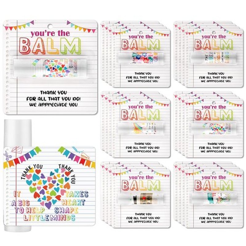 Loopeer Lip Balm Gift Set - 24 Pcs Teacher Appreciation Week Essentials | "You Are the Balm" Theme