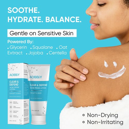 Butt Acne Clearing Treatment Cream: Clears & Prevents Breakouts Fast – Gentle Body & Back Lotion for Clogged Pores, Folliculitis & Bumps, 2% Salicylic Acid & Niacinamide, Ideal for Women, Men & Teens