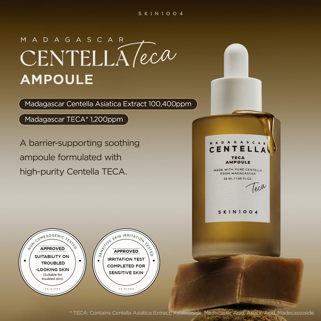 SKIN1004 Madagascar Centella TECA Ampoule, Korean Face Serum for Oil Balance & Moisture Barrier Support with TECA & PDRN, Hydrating Serum for Skin Firmness, Korean Skin Care, 1.69 fl oz / 50 ml