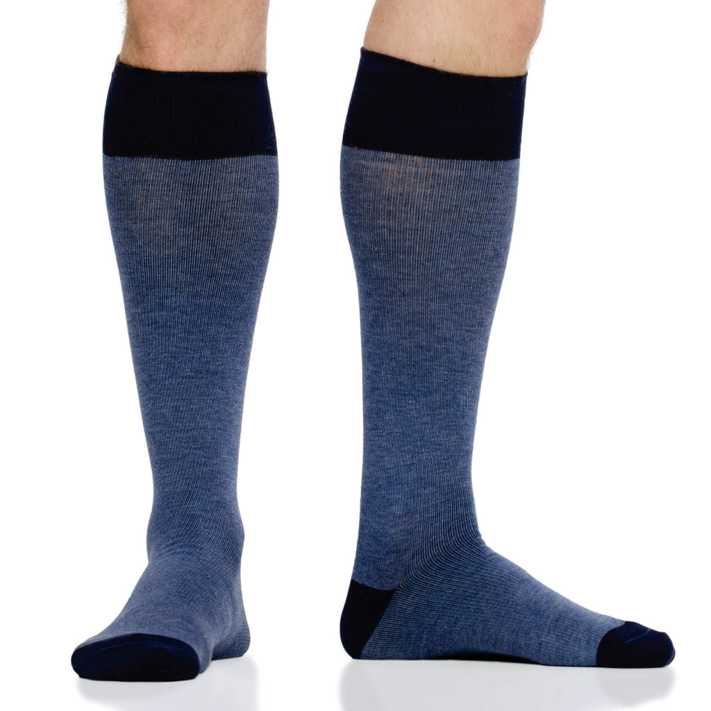 VIM & VIGR 30-40 mmHg Compression Socks for Women & Men (Navy Heathered Collection Cotton, Large/X-Large (3))