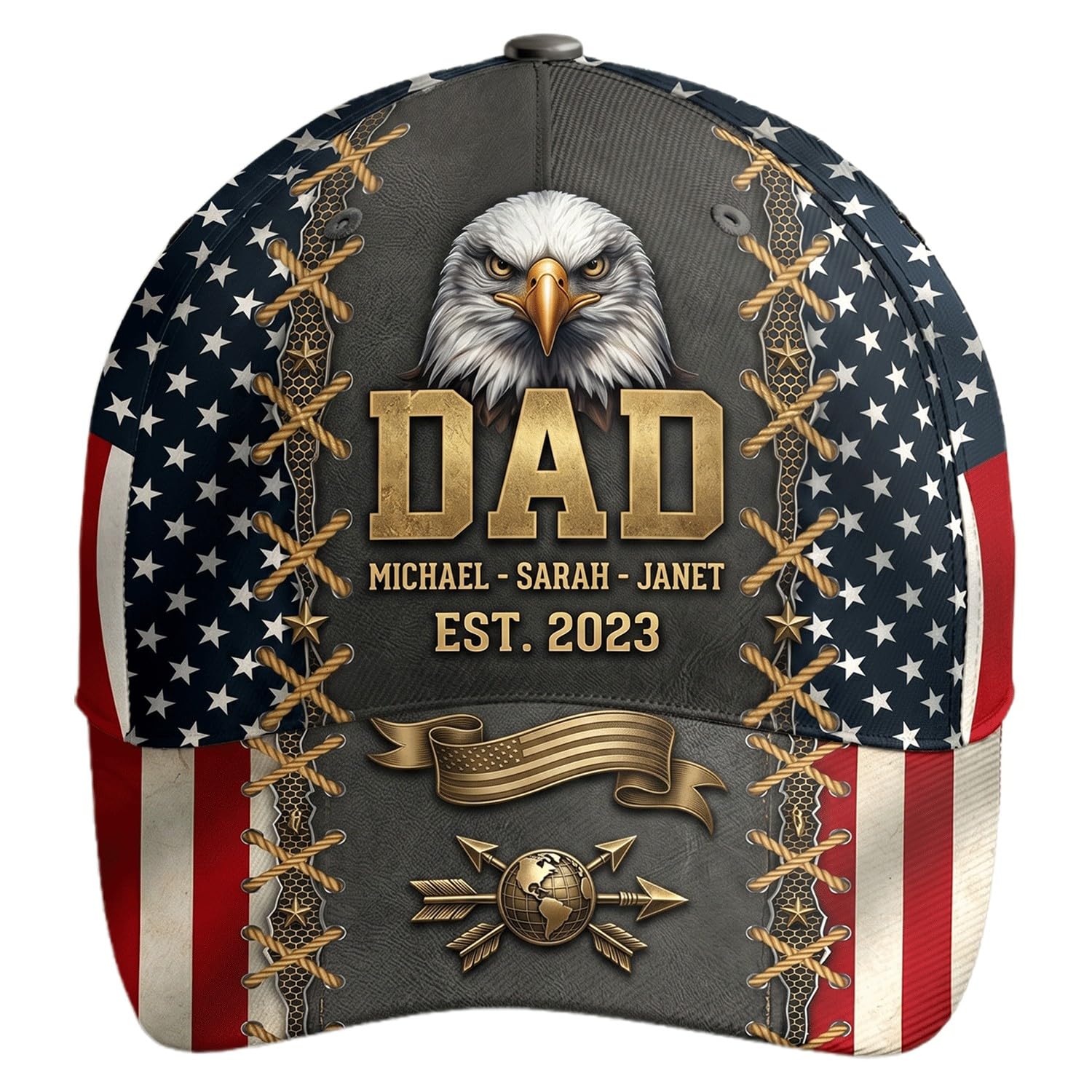 Famitrendz Personalized Patriotic Dad Baseball Cap, Custom Dad Hats for Men, Fathers Day Hats for Daddy Papa, Patriotic Grandpa Hat, Dads Gift from Son Daughter for Fathers Day, Christmas 1
