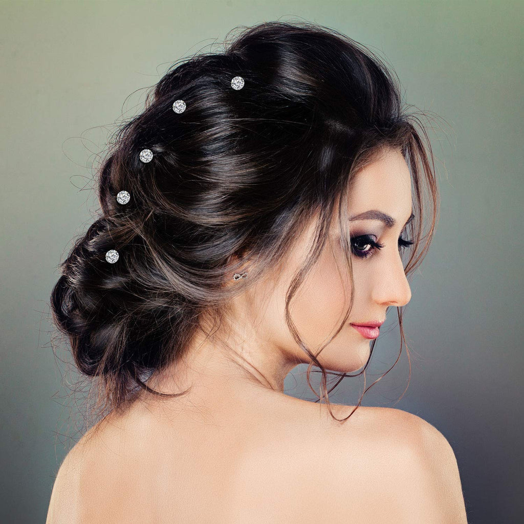 WILLBOND 60 Pieces Rhinestone Crystal Twisters Set Spiral Hair Pin Coil for Wedding, Bridal, Prom, Party and Important Occasion with Clear Container (Clear)