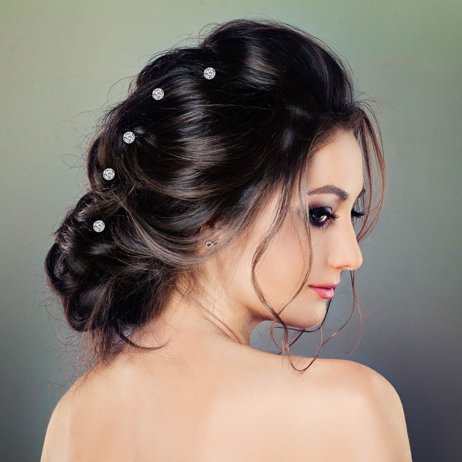 WILLBOND 60 Pieces Rhinestone Crystal Twisters Set Spiral Hair Pin Coil for Wedding, Bridal, Prom, Party and Important Occasion with Clear Container (Clear)
