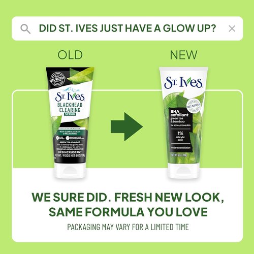 St. Ives Blackhead Clearing Face Scrub - Unclogs Pores & Clears Blackheads | Green Tea & Bamboo, 6 oz