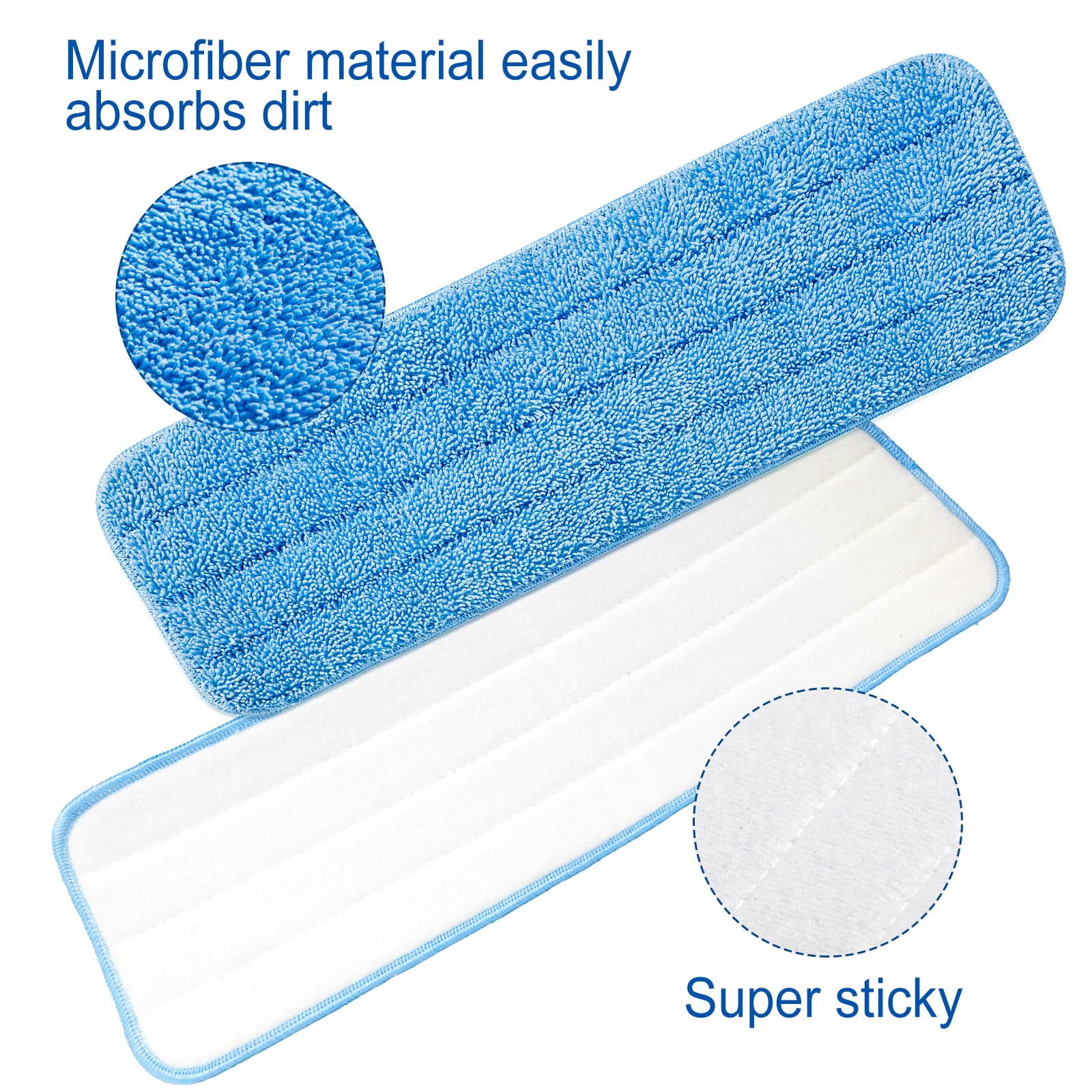 24 Pack Microfiber Mop Pad, Spray Mop Replacement Heads for Wet Dry Mops, Machine Washable Reusable Household Replacement Pads for Hardwood and Hard Surface Floor Cleaning and Scrubbing