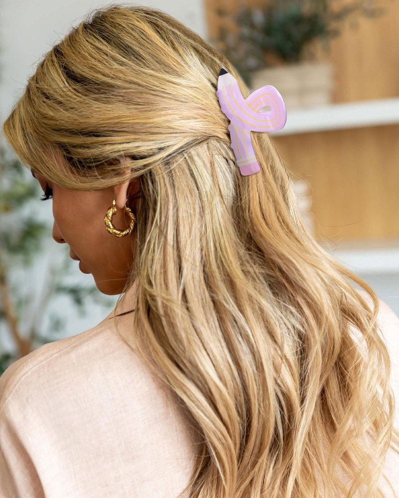 WELROG 3Pcs Hair Claw Clips for Women - Pencil Funny Claw Clips Back to School Appreciation Teacher Hair Clips