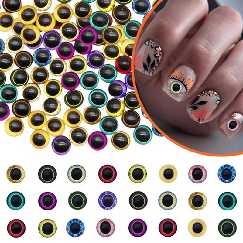 150 Pieces 6MM Mixed Dragon Eyes Beads Charms for Acrylic Nails Art Decoration Jewelry Accessories Manicure Craft Supplies 0.24inches (Color B)
