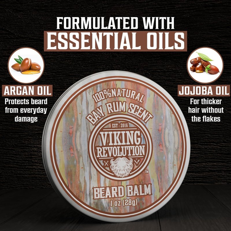 Viking Revolution Beard Balm Variety Pack - Styles, Strengthens & Softens | 1oz Each - Sandalwood, Pine & Cedar, Bay Rum, Clary Sage