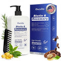 OVEXLIO Hair Growth Shampoo with Biotin and Rosemary, Routine Shampoo for Hair Loss and Thinning, Natural Thickening Formula with Argan Oil, Tea Tree Oil and Caffeine, Sulfate Free with Comb, 11.84 FL