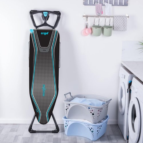 Minky Homecare Ergo Plus Prozone Ironing Board - Full Size Freestanding Table with Heat Reflective Cover | 48" x 15" (Gunmetal & Blue)