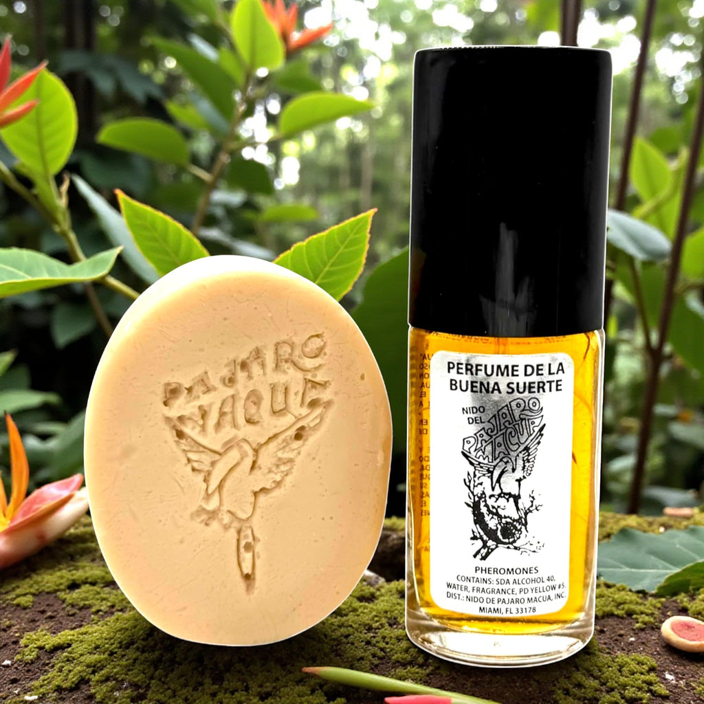 Pajaro Macua Good Luck Ritual Set with Pajaro Macua Perfume 1 oz and Spiritual Soap for Attraction, Prosperity and Love