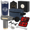 Dad Gift Box – Relaxation & Self Care Kit with Massage Gun, 20oz Tumbler, Toiletry Bag, Grooming Set – Birthday, Father’s Day Gifts for Him, Husband, Men Who Have Everything & Promoted to Dad