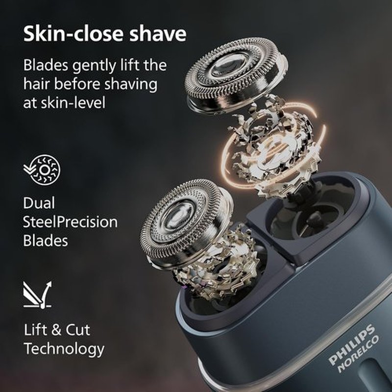 Philips Norelco Shaver 700 Series - Compact Electric Shaver with Lift & Cut System, Dual Steel Blades, Wet & Dry Use, Travel Case