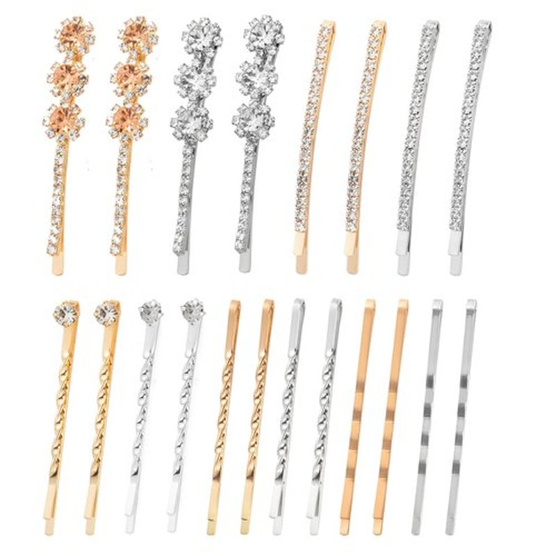 20 PCS Decorative Bobby Pins for Women's Hair, Rhinestone Bobby Pins with 5 Elegant Designs (Glod & Silver), Jeweled Hair Pins Decorative Hair Accessories for Women