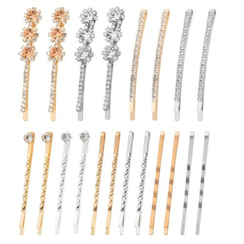 20 PCS Decorative Bobby Pins for Women's Hair, Rhinestone Bobby Pins with 5 Elegant Designs (Glod & Silver), Jeweled Hair Pins Decorative Hair Accessories for Women