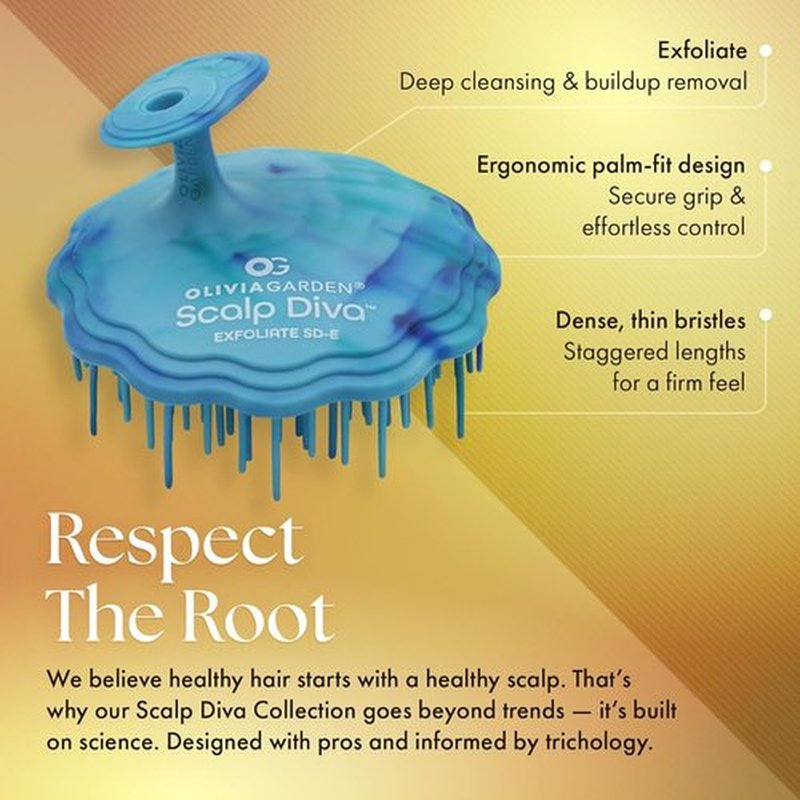 Olivia Garden Scalp Diva Brush | Exfoliating Scalp Care Tool for Healthy Hair - Snag-Free Design