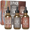 Viking Revolution Beard Oil - Natural Conditioning Oil Set for Men | Sandalwood, Unscented & Bay Rum (3 Pack, 1oz)