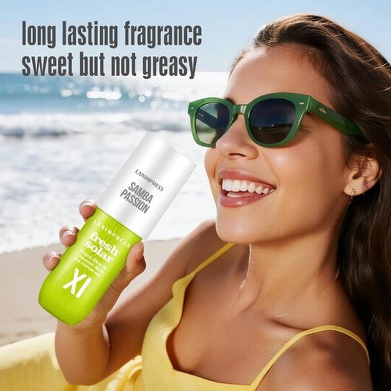 Regine Switzerland Hair Mist & Body Spray - Travel Size Eau De Parfum for Women | Creamy Gourmand Fragrance with Peach, Coconut & Frangipani Notes
