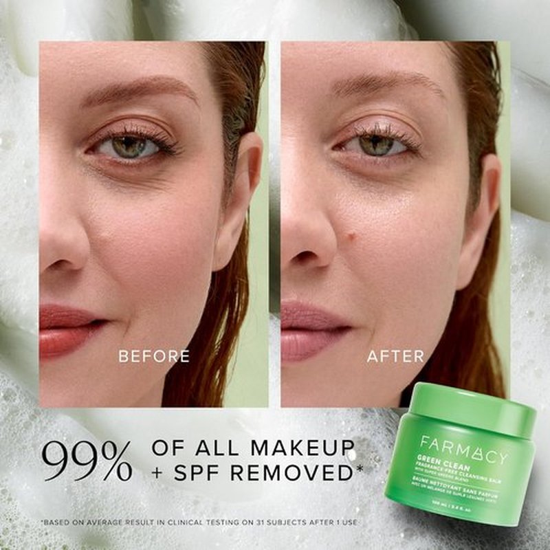 Farmacy Green Clean Makeup Remover Balm - Waterproof Cleansing Balm + Oil Cleanser for Sensitive Skin - Hydrates & Softens (200ml)