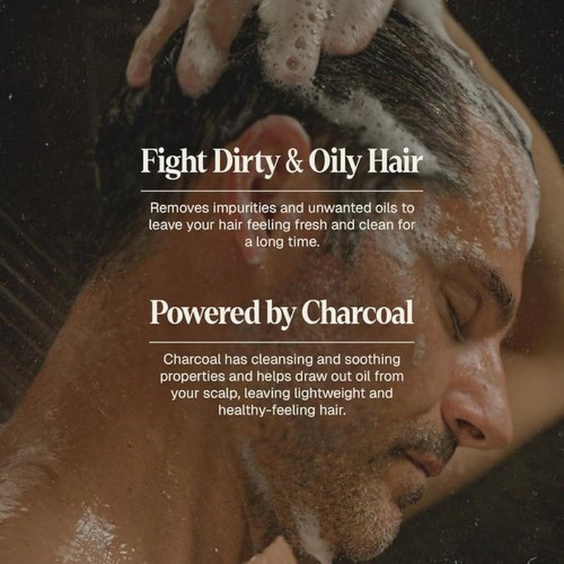 Black Wolf Men's Shampoo - Charcoal-Infused Oil Control for Oily Hair | 12 Fl Oz Hydrating Formula
