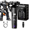 TRANSFORMERS Electric Razor for Men, 3D Rotary Shaver for Sensitive Skin with Pop-up Trimmer, IPX7 Waterproof, Wet & Dry USB-C Fast Charging Shaver with LED Display & Travel Lock – Gifts for Men