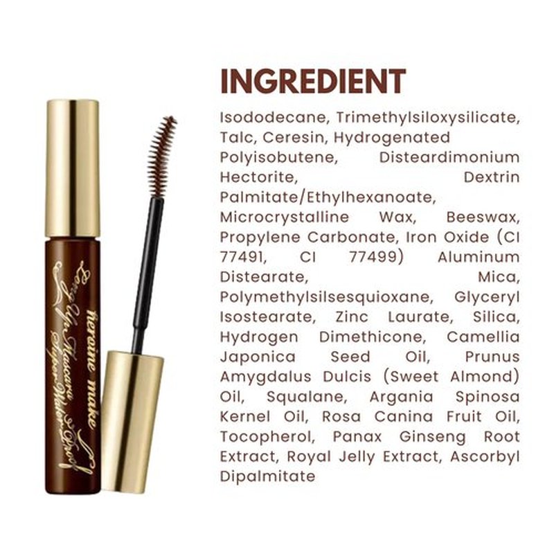 HEROINE MAKE by KISSME Brown Mascara Waterproof with Curvy Brush for Eye Makeup for Women, Mascara Volume & Length Defining Fiber Long-lasting False Eyelash Effect, Made in Japan, 1 EA