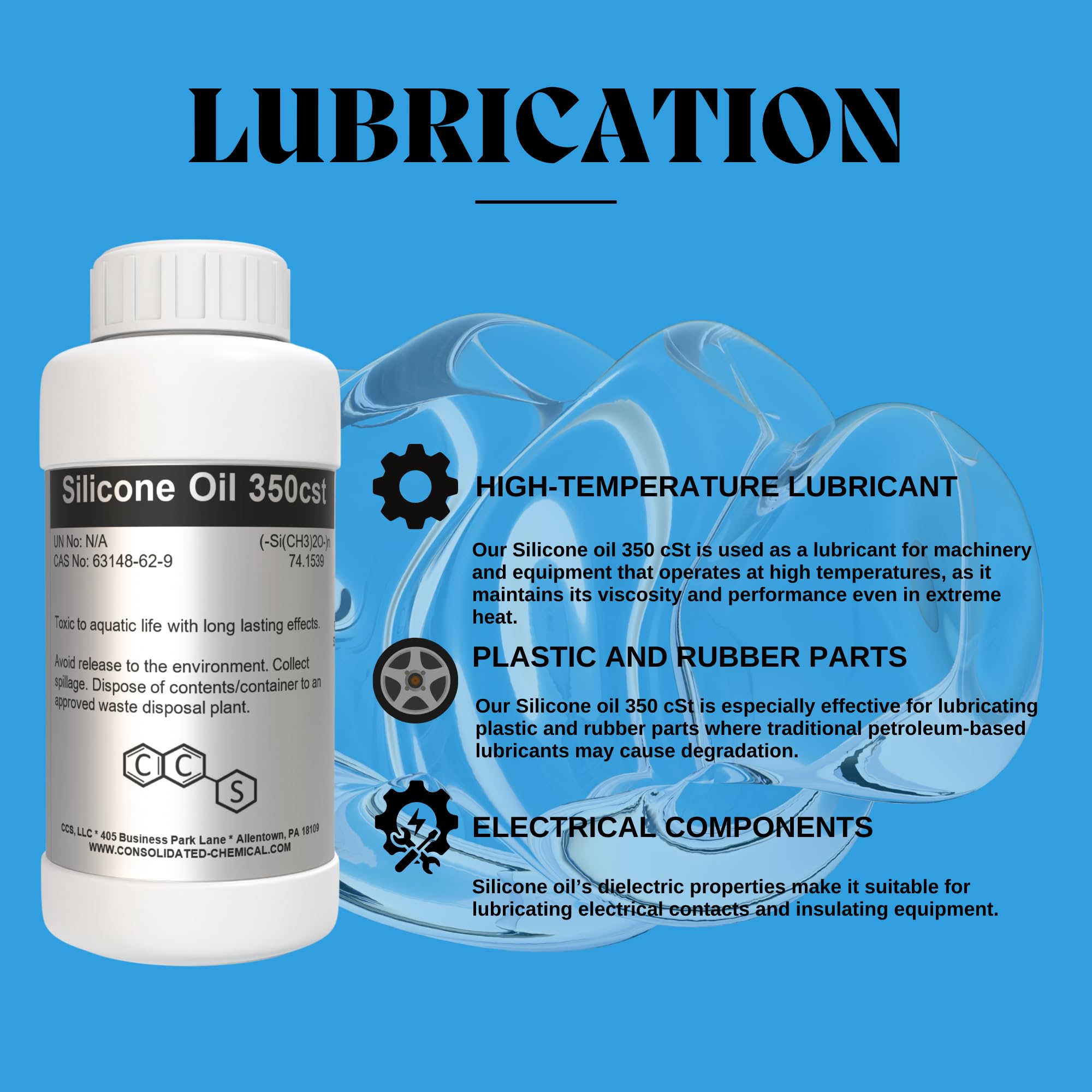 Silicone Oil 350 CST | Premium-Quality Lubricant for Industrial, Automotive, and Cosmetic Applications - 1000mL (32 Fl Oz)