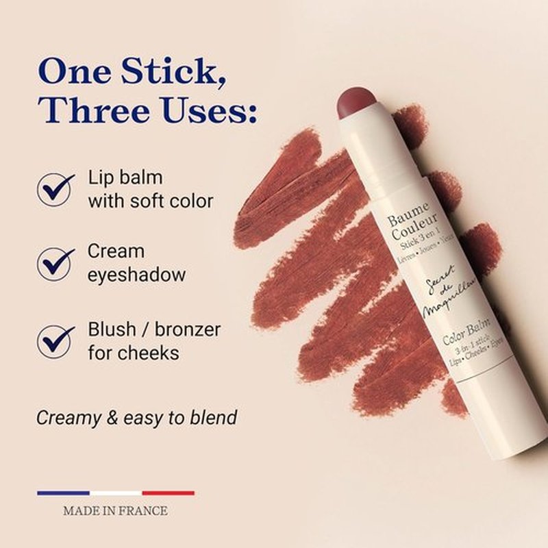 Embryolisse Color Balm - 3-in-1 Mocha Tint for Eyes, Lips & Cheeks | Hydrating Vegan Balm, 0.08 oz