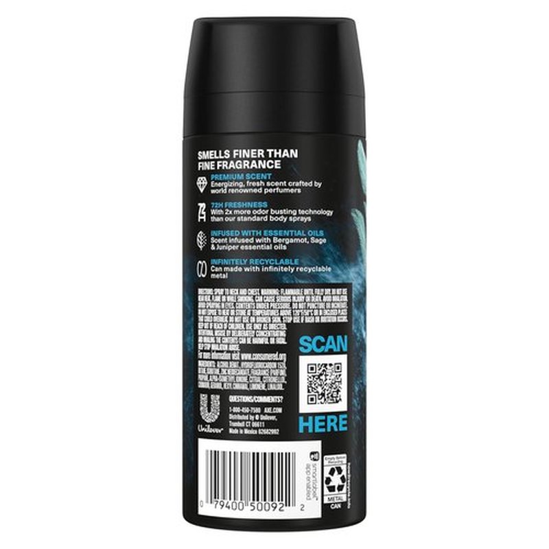 AXE Fine Fragrance Collection Deodorant Body Spray - 72H Odor Protection | Aqua Bergamot, 4 oz, 3 Count
