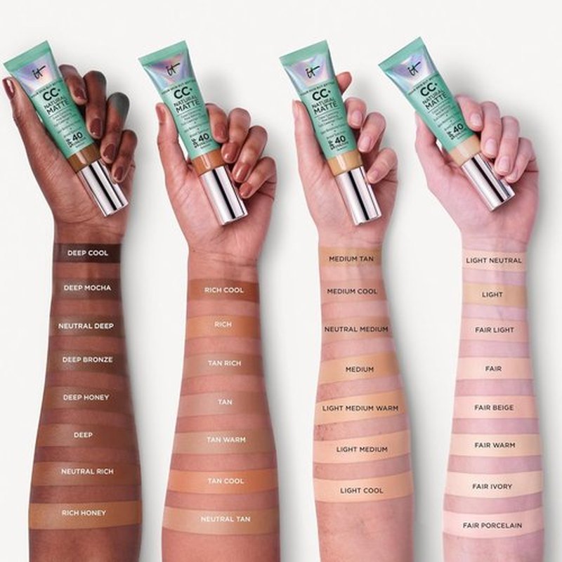 IT Cosmetics CC+ Cream - Natural Matte SPF 40 Foundation | Full Coverage, Shine Control, Pore Refining - 1.08 fl oz