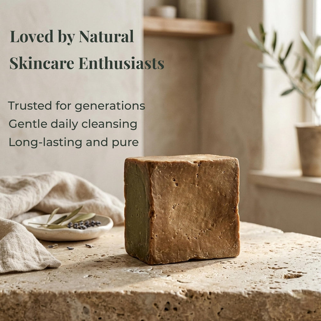Sobeautis Natural Aleppo Soap - 100% Pure Olive Oil, Handmade & Gentle on Skin, Moisturizing for Sensitive & Oily Skin, Eco-Friendly & Vegan, Versatile for Face, Body & Hair