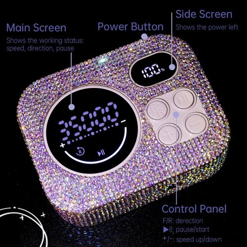 MYPAWEE Professional Rechargeable Nail Drill 35000 RPM, Diamond Glitter Electric Nail File for Shaping, Removing & Polishing Gel Nails, Portable & Easy to Use, Ideal for Home & Salon Manicure Pedicure