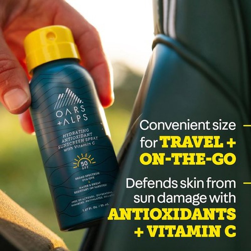 Oars + Alps SPF 50 Sunscreen Spray - Fast-Absorbing, Lightweight & Water-Resistant | Non-Greasy Formula