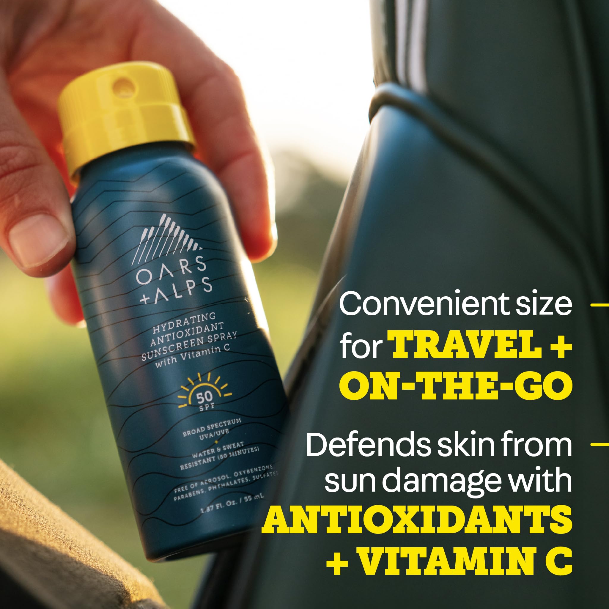 Oars + Alps SPF 50 Face & Body Broad Spectrum Sunscreen Spray | Fast-Absorbing, Lightweight, Non-Greasy, Hawaii Reef Act 104 Compliant, Water-Resistant, Octinoxate + Oxybenzone Free, 1.87 Oz, 1 Pack