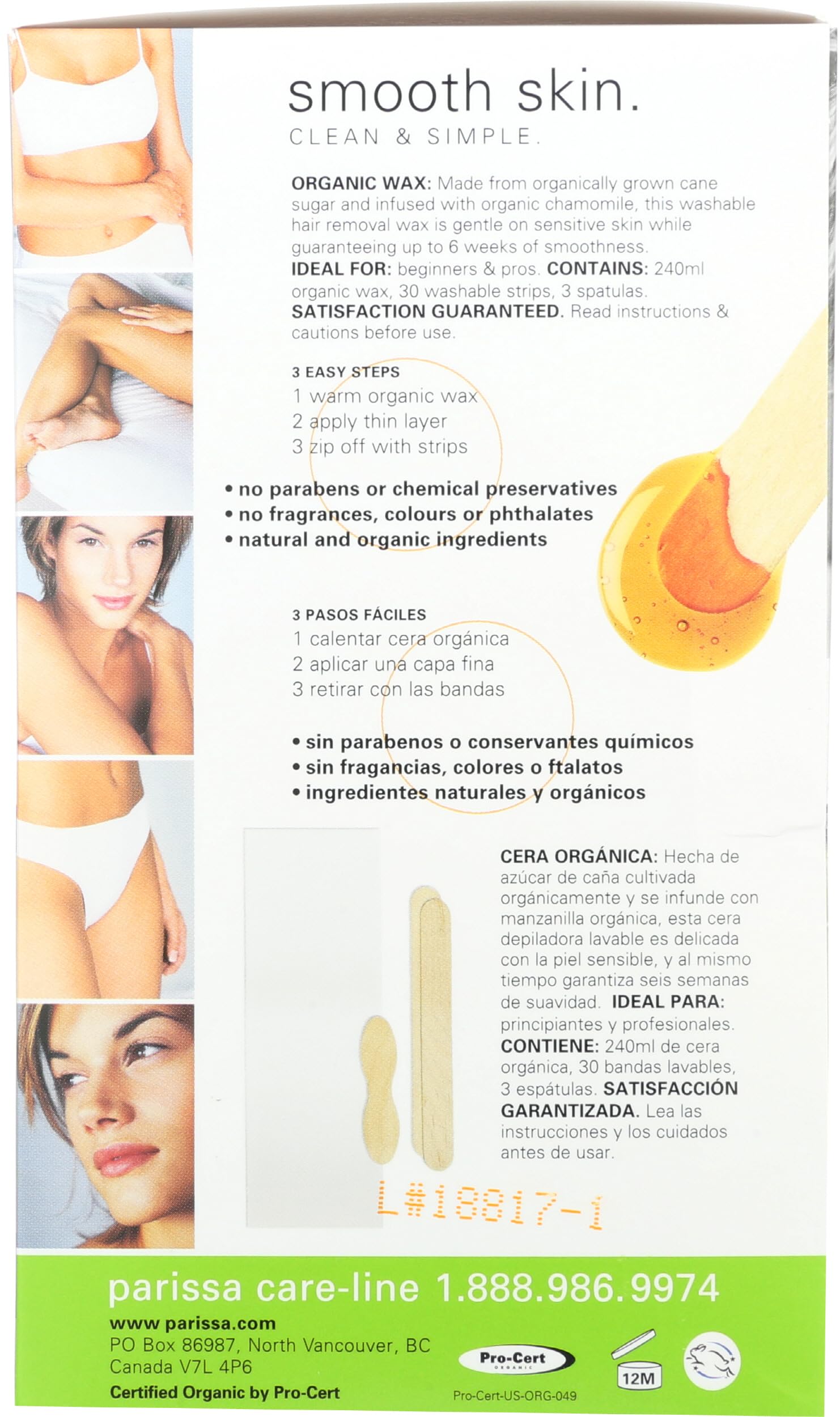 Parissa Natural Hair Removal Organic Wax, Cane Sugar, 8 Oz