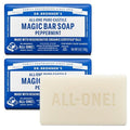 Dr. Bronner's Pure-Castile Soap Bars - Peppermint, 5oz, 2-Pack | Gentle, Vegan & Non-GMO for Face & Body