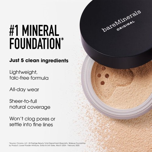 bareMinerals Deluxe Original Loose Mineral Foundation SPF 15 - Holiday Limited Edition Size $88 value – Medium Beige, Vegan, Cruelty-Free & Dermatologist-Tested