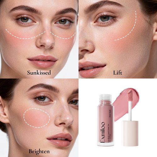 Exmiloo Liquid Blush - Lightweight Liquid Blush for Cheeks - Long-Lasting Liquid Matte Blush Makeup, Blendable & Buildable, Vegan & Cruelty-Free, Sheer Nude