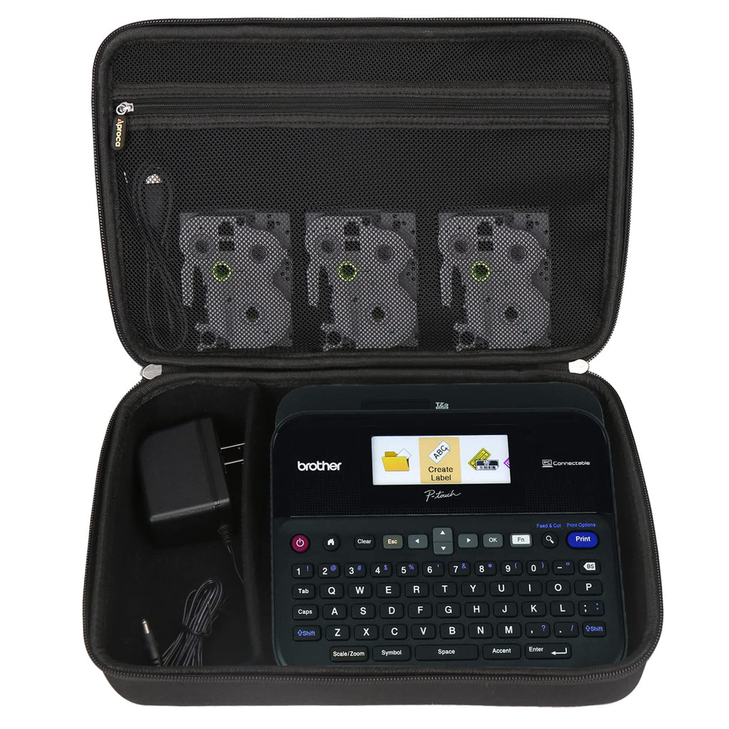 Aproca Case Compatible with Brother P-Touch PT- D610BT / PTD600 Business Professional Connected Label Maker, Portable Storage Bag for Accessories (Black-New Version)
