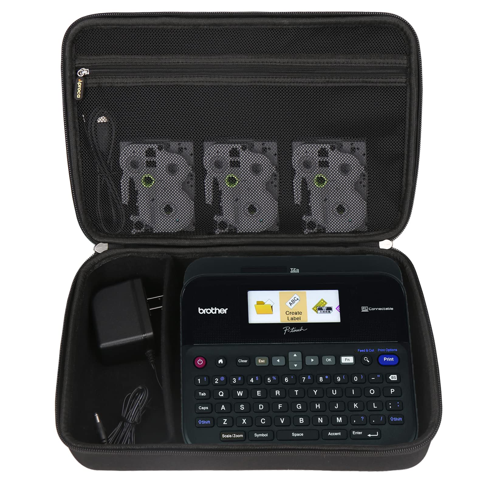 Aproca Case Compatible with Brother P-Touch PT- D610BT / PTD600 Business Professional Connected Label Maker, Portable Storage Bag for Accessories (Black-New Version)