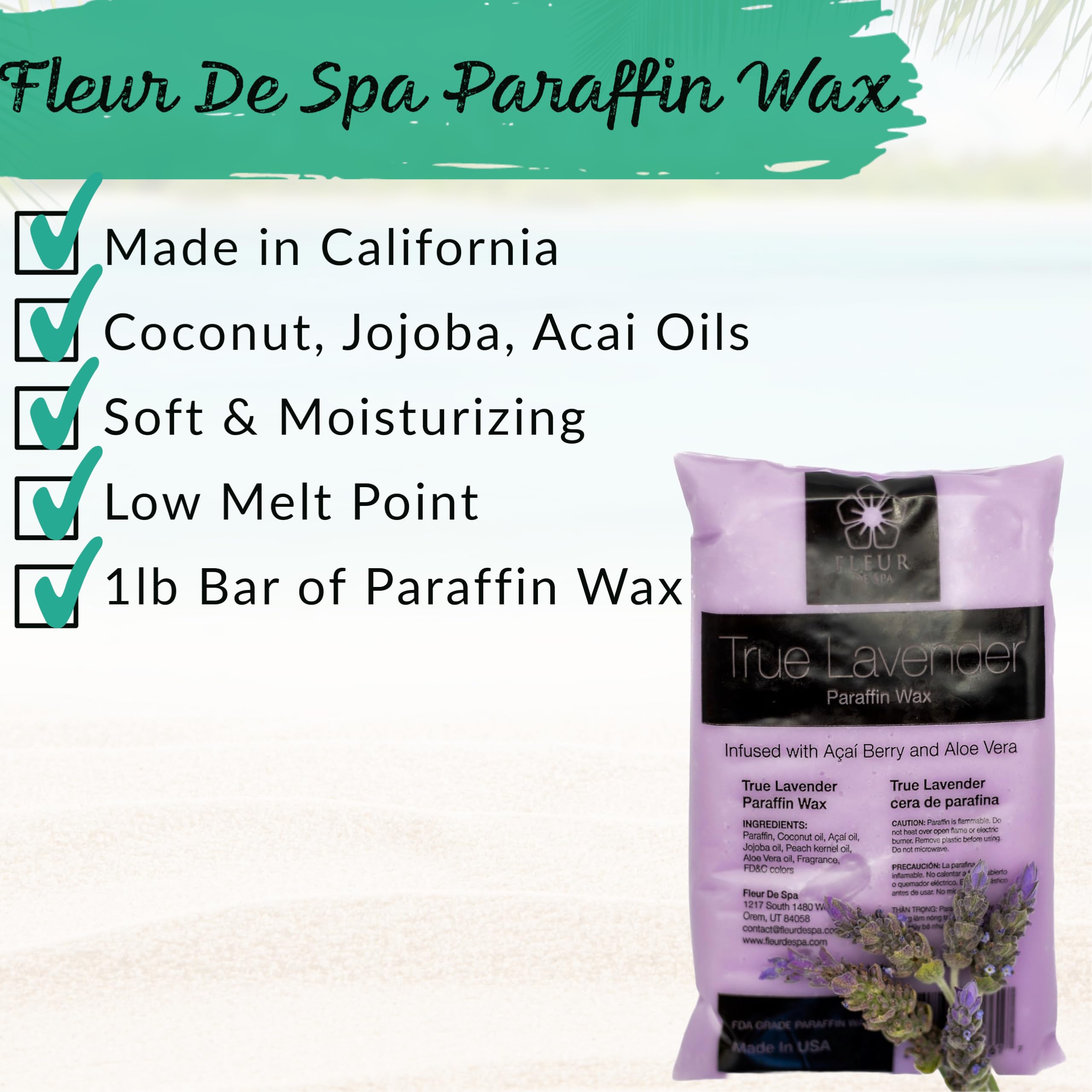 Paraffin Wax Refills 36lb Bulk by FLEUR DE SPA – Made in USA – Infused with Coconut & Jojoba Oils – Professional-Grade, Moisturizing & Soothing for Hands, Feet & Body – Spa & Salon Use